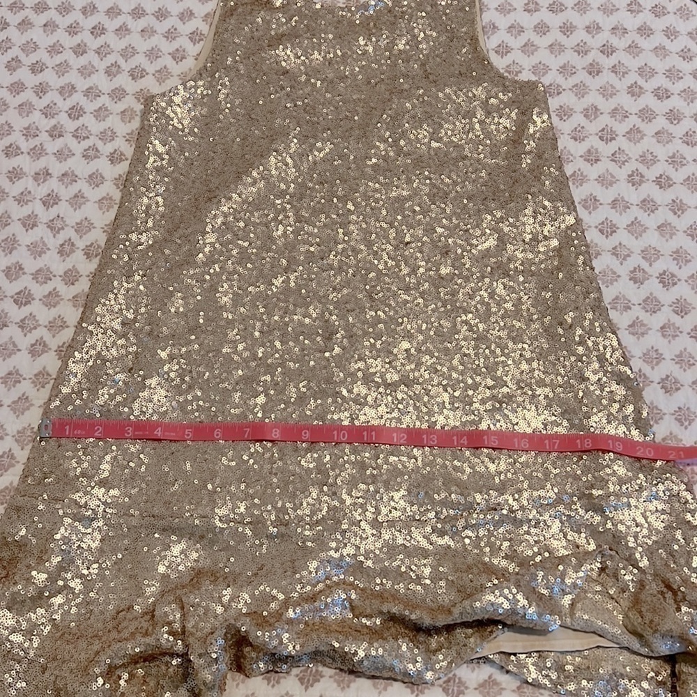 Lost + Wander Champagne Gold Sequin Shift Mini Dress XS Open Back Party NYE Glam - Picture 16 of 17
